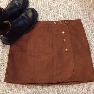Camel colored suede wrap skirt